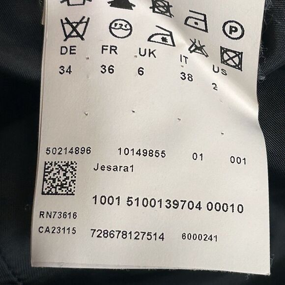 BOSS Hugo Boss Blazer Womens 2 Black One Button Business Formal Jacket Metallic - Picture 9 of 10